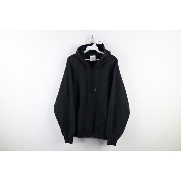 Vintage Other - Vintage 90s Streetwear Mens Size Medium Faded Blank Hoodie Sweatshirt Black